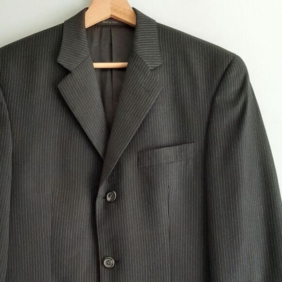 CHAPS / 100% Wool Pinstripe Blazer Jacket Black Men's Sz 36 S - Picture 4 of 13